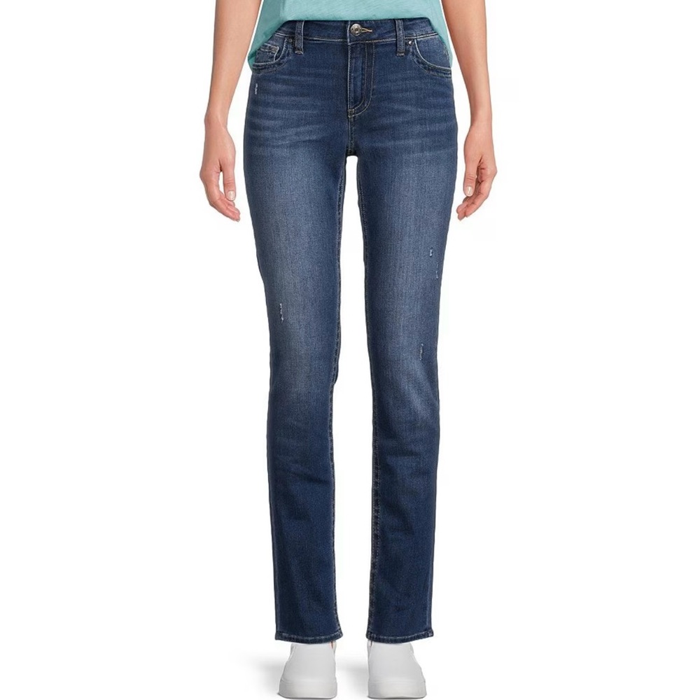 Kut from the Kloth Stevie Straight Leg Jeans in Dark Blue Wash